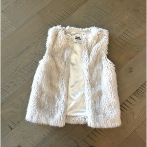 Girls white/cream faux fur vest